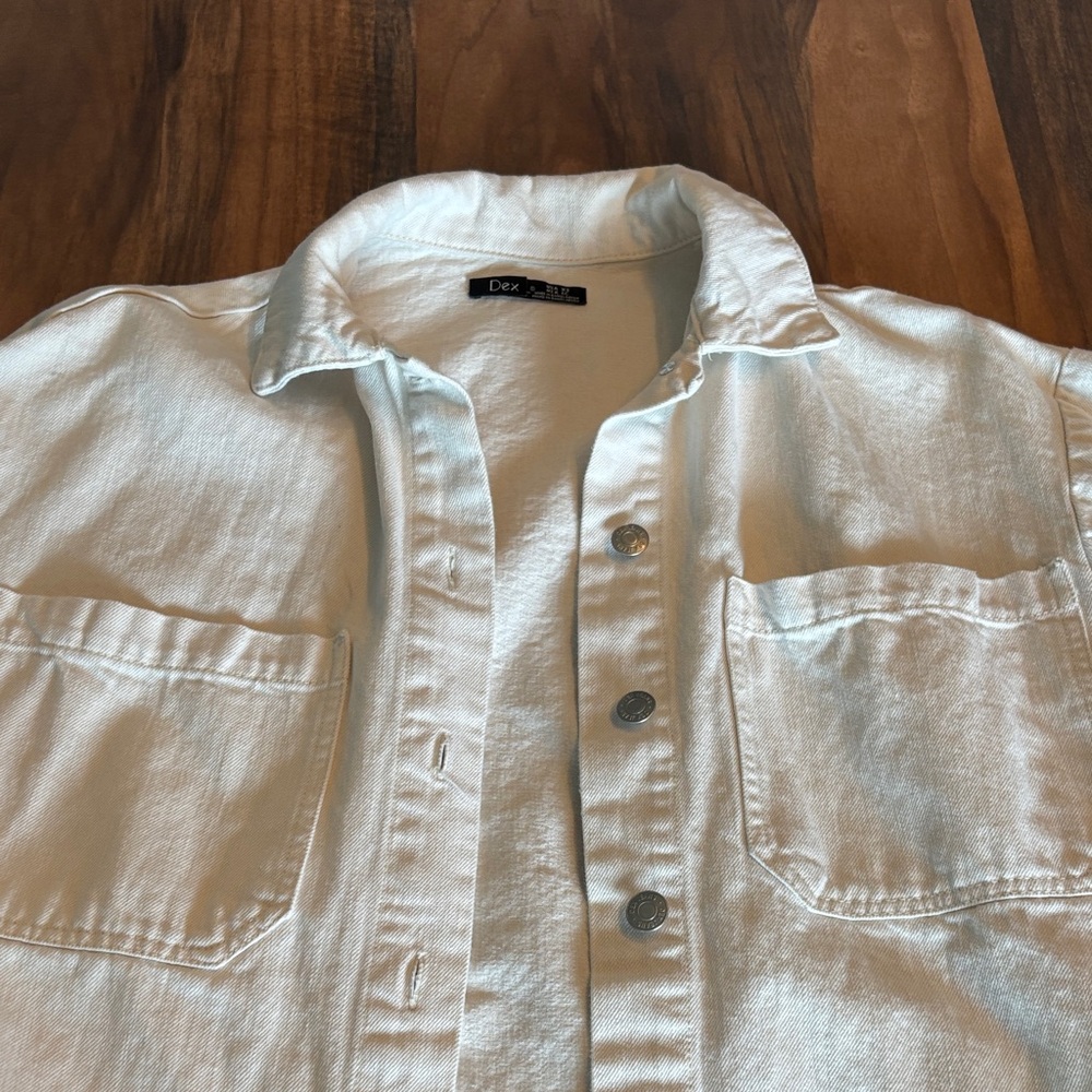 Dex White Casual Button-Down Shirt with Chest Pockets